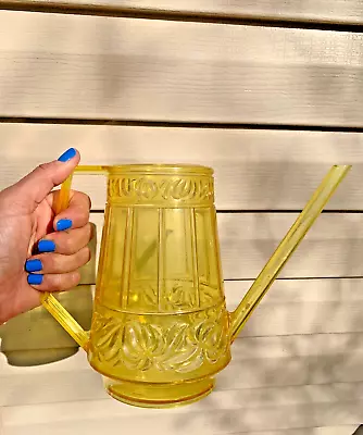 MCM Vintage Watering Can Pitcher Yellow Clear • $20