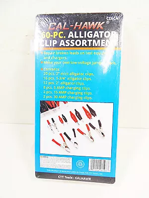 60 Pcs Assorted Alligator Clips Jumper Leads AMP Clip Set PVC Coated Cal-Hawk  • $11.99