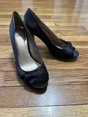 Mootsies Tootsies Heels Black Fabric Heels Open Toe Heeled Shoes Women Size 7 • $2.99