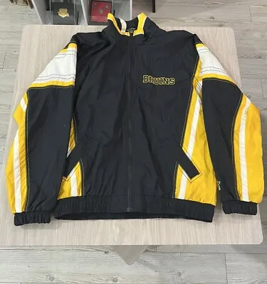 BOSTON BRUINS NHL Vintage Starter Jacket Men's M Black/Gold/White Logo On Back🔥 • $80