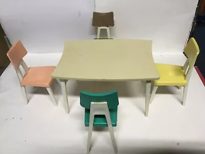 Vintage Deluxe Reading Dream Kitchen Toy Doll Table 4 Chairs Set 1960's Barbie • $25.60