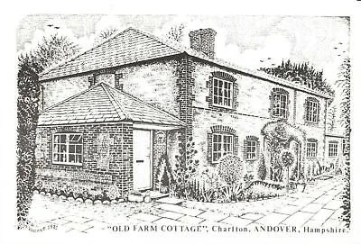 £3.99 • Buy Art Sketch Postcard Old Farm Cottage Charlton Andover Hampshire Don Vincent AS1
