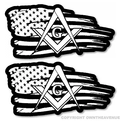 2 Freemason American Flag USA Distressed Masonic Mason Compass Sticker Decal 4  • $5.99