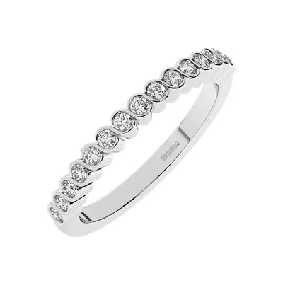 2.5 MM 100% Natural Round Brilliant Cut Diamond Half Eternity Ring 9K White Gold • £465.92