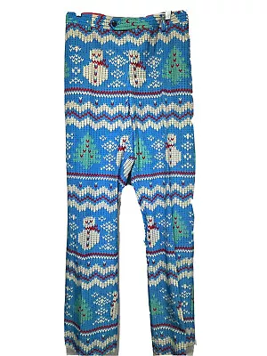 Shinesty Mens Blue White Snowman Christmas Tree Printed Dress Pants Size 42 • $34.99