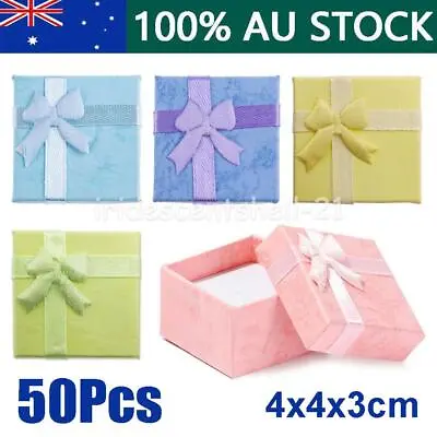 50X Cardboard Necklace Ring Earring Gift Box Display Jewelry Case Square Boxes • $20.95