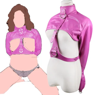$39.99 • Buy Pink PU Leather Asylum Straight Jacket Costume Body Harness For Women Armbinder