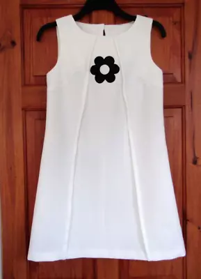 £19.99 • Buy Mod / 60s Cream Daisy Dress Size 10 ( BC 50 )