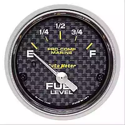 Auto Meter 200760-40 Pro-Comp Carbon Fiber Marine Fuel Level Gauge Diameter: 2-1 • $56.99