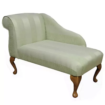 41  Small Chaise Longue Seat Chair Woburn Green Stripe Fabric Queen Anne UK • £325.28