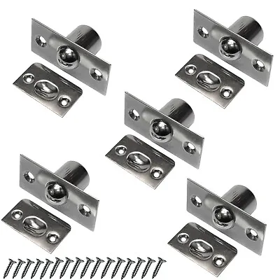 £12.97 • Buy 5 X Roller Ball Door Catch Keep Plate Mortice Spring Latch Satin Stainless Steel
