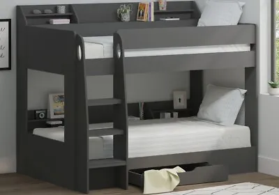 £449 • Buy Single Kids Grey Marion Bunk Bed With Shelves - Marion - Ladder Fits Either Side