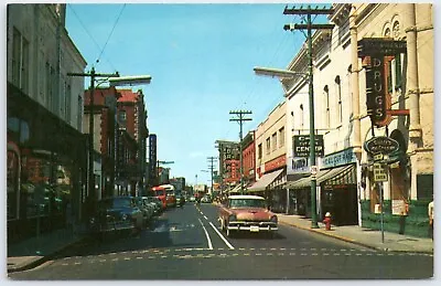 $5.99 • Buy Postcard VA Hampton Virginia West On Queen St Drug Store 1950s Cars Bus P4A