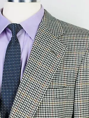 42R* Jos A Bank Mens 1980s Vintage Pure Wool Blazer Sport Coat Houndstooth • $45.95