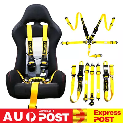 5-Point Camlock Quick Release Racing Seat Belt Harness  Yellow Universal  AU • $139.76
