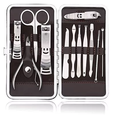12Pcs Manicure Pedicure Nail Care Set Cutter Cuticle Clippers Kit With Case • £3.49