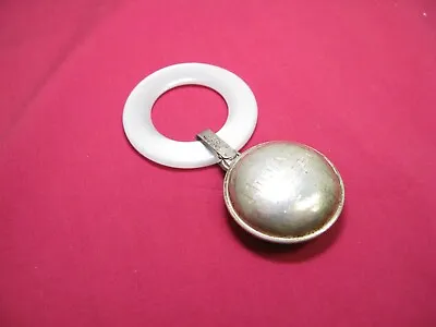 Vintage Sterling Silver Baby Rattle W/ Teething Ring Round GC • $24.99