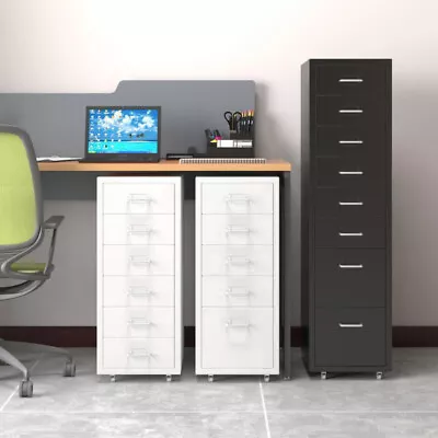 3-10 Drawers Office Filing Cabinet Mobile Under Desk File Cupboard Storage Unit • £45.95