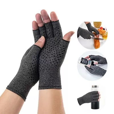 £1.29 • Buy Copper Compression Gloves Anti Arthritis Fingerless Hand Support Pain Relief UK