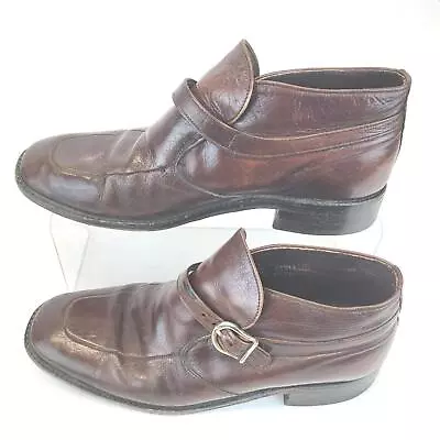 Sears Chukka Easy Flex Ankle Leather Boots Brown Buckle Mens 8D Vintage • $36.59