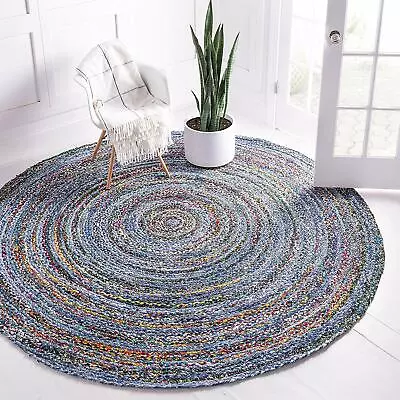Indian Round 100% Cotton Braided Rug Natural Handmade Rug Reversible Area Rugs • $228.32