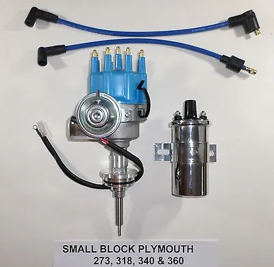 Plymouth Small Block 273-318-340-360 BLUE SMALL CAP HEI Distributor +Chrome Coil • $148.95