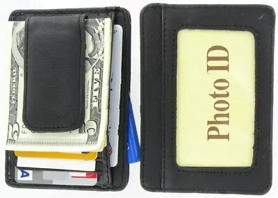 Mens Leather Wallet Money Clip Credit Card ID Holder Front Pocket Thin Slim NEW • $10.99