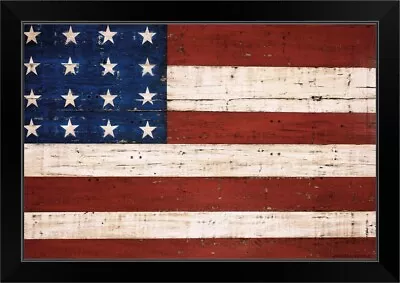 Grand Old Flag Black Framed Wall Art Print American Flag Home Decor • $84.99