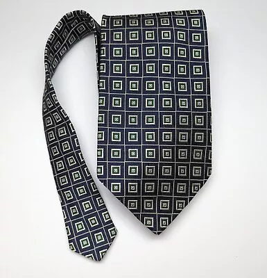 Brooks Brothers Makers Ancient Madder Men's Tie Blue Silver Geo English Silk USA • $21.49