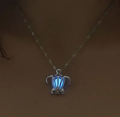 £6.95 • Buy Glow In The Dark Turtle Charm Pendant Luminous Necklace Silver. New