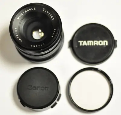 Vivitar 35mm F2.8 Preset Manual Focus T-mount Lens W/Canon Breech Mount & Acc. • $40