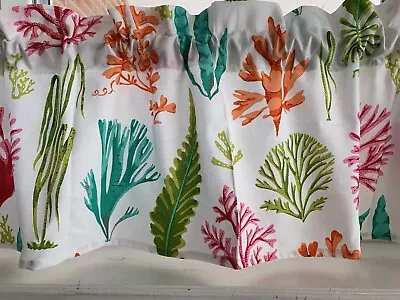 Coral Ocean Beach  Fabric Valance Curtain 42x12 Window Topper  RV  Camper • $19.99