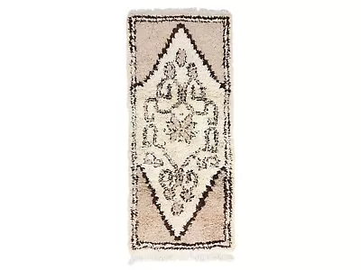 Moroccan Handmade Vintage Rug 2'5x6'2 Berber Geometric Brown Wool Tribal Carpet • $270