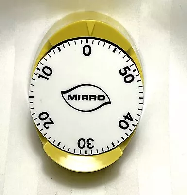Vintage MCM Yellow Mirro Kitchen Timer Green 60 Minutes- Working! • $11