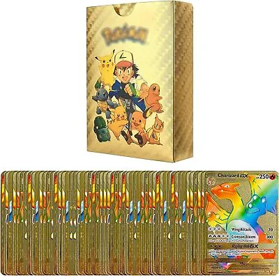 New Foil GOLD PACK 55 CARDS TCG GX Vmax GX Card Charizard Rare Pokemon Card 2024 • $11.98