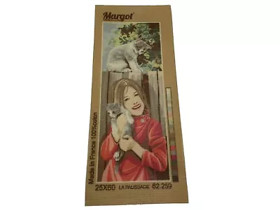 Margot La Palissade Needlepoint Tapestry Canvas 7in By 19in Paris France Girl Ca • $38.99