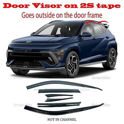 2S Tape Smoke Dark Door Window Vent Visor Deflector ⭐6pcs⭐ Hyundai Kona 2024 • $99.95