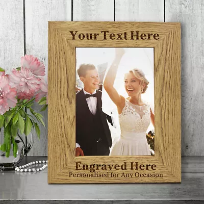 Personalised Engraved Wooden Photo Frame Anniversary Wedding Birthday Keepsake • £10.99