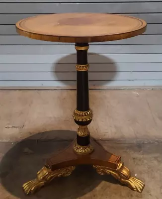 Baker Furniture Stately Homes Regency Ebonized And Giltwood Pedestal Side Table • $1899