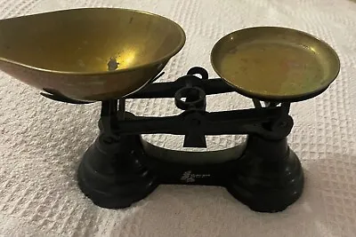 £10.99 • Buy Vintage Librasco Cast Iron Balance Kitchen Scales With Brass Imperial Weights