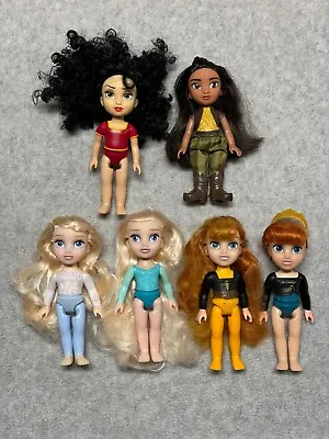 Disney Petite Princess Doll Lot Of 6 Elsa Anna Gothel Raya 6 Inch Jakks Pacific • $19.99