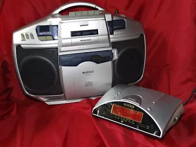 Retro  1980-90s Matsui CD-18 Radio(AM/FM)-Cassette Tape-CD Boombox + Radio Alarm • £28.95
