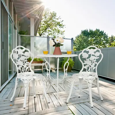 NNECW Cast Aluminum Patio Bistro Set With 2 Chairs For Balcony & Poolside • £268.82