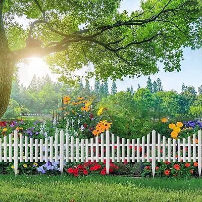 Garden Edging Picket Fence White Outdoor Lawn Border Panels Flower Bed Tidy Wall • £8.99