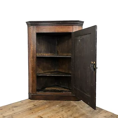 Antique Georgian Oak Hanging Corner Cupboard (M-3564) • £495