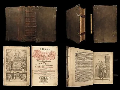 1649 ELEPHANT FOLIO Martin Luther BIBLE German Biblia Illustrated MAPS Noah Ark • $2950