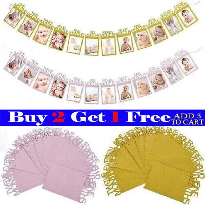 Baby 1st Birthday Recording Banner 1-12 Month Boy Girl Party Photo Bunting Decor • $12.59