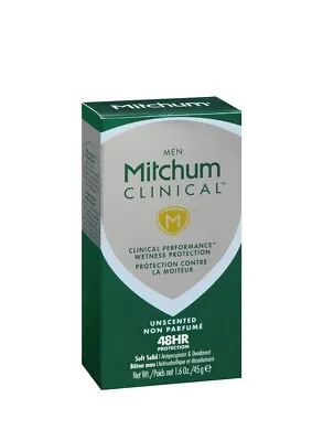 2 X Mitchum Men Clinical Unscented Soft Solid Antiperspirant Deodorant 1.6oz NEW • $35.61