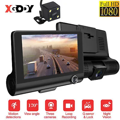 XGODY 1080P Car Camera DVR 4  Dash Cam Front Rear Inside Video Recorder G-sensor • $31.99