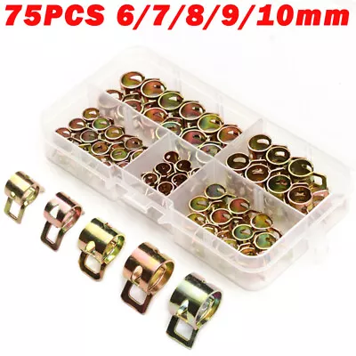 $9.49 • Buy 75pcs 6/8/10mm Car Spring Clips Clamps Fuel Oil Lines Silicone Vacuum Hoses Kit